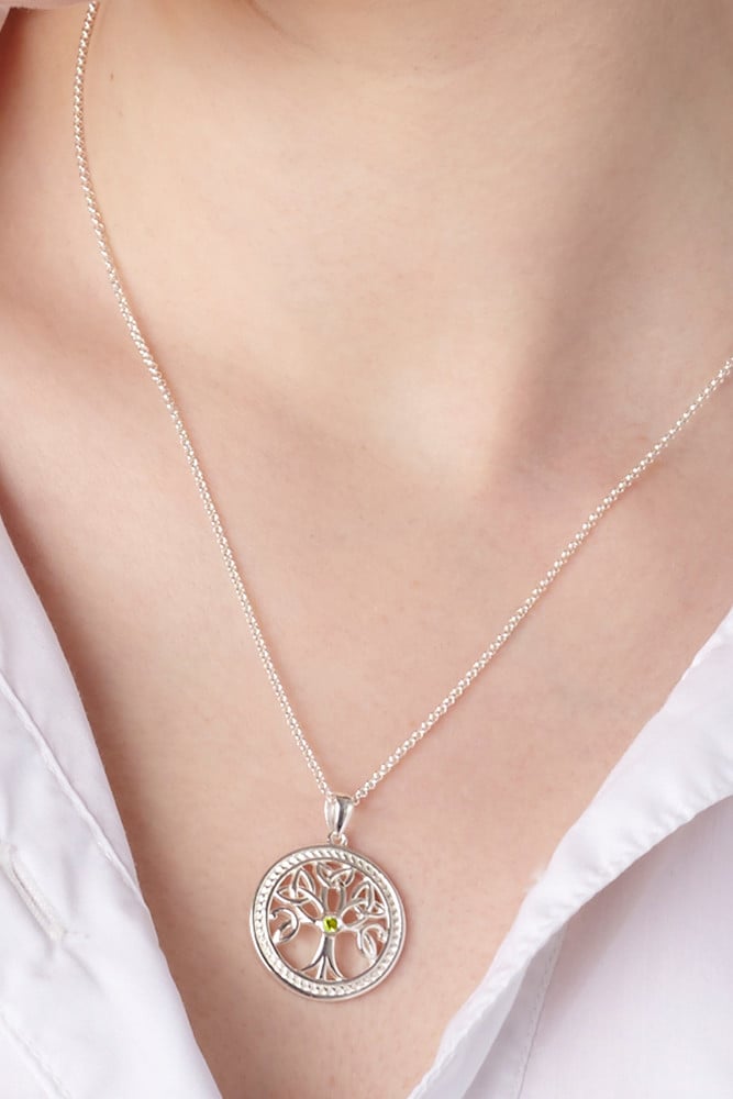 celtic pendant - sterling silver tree of life trinity knot pendant with chain