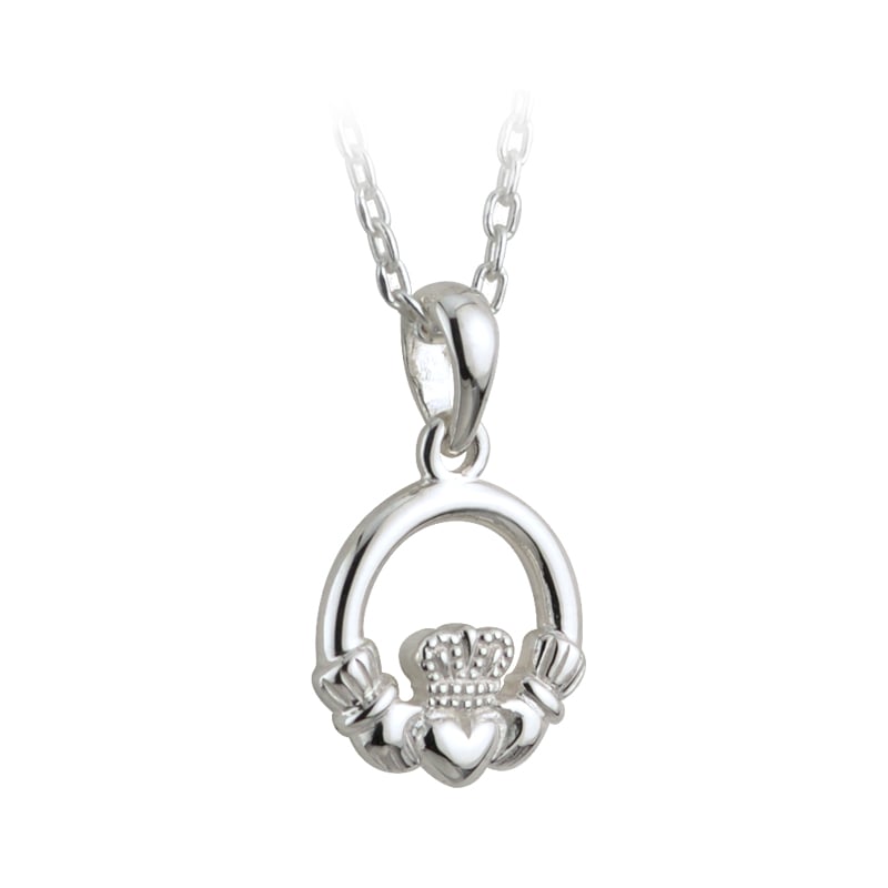 claddagh necklace - kids sterling silver irish claddagh pendant