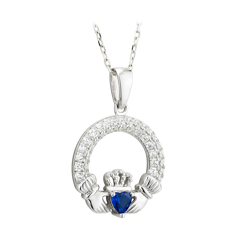 irish necklace - claddagh birthstone crystal pendant