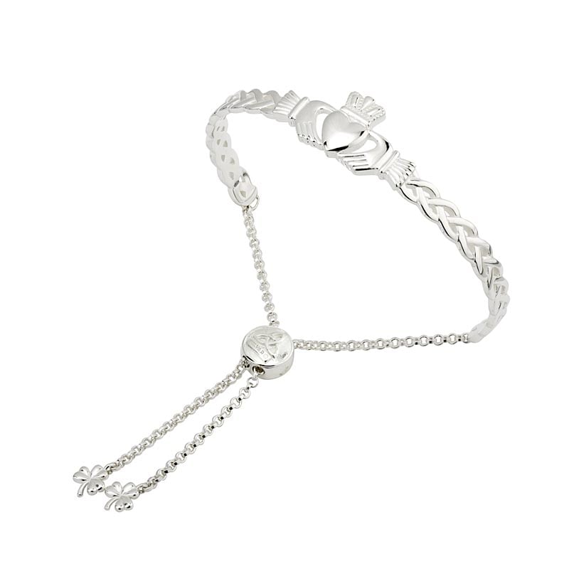 claddagh bangle - sterling silver celtic claddagh draw string bangle