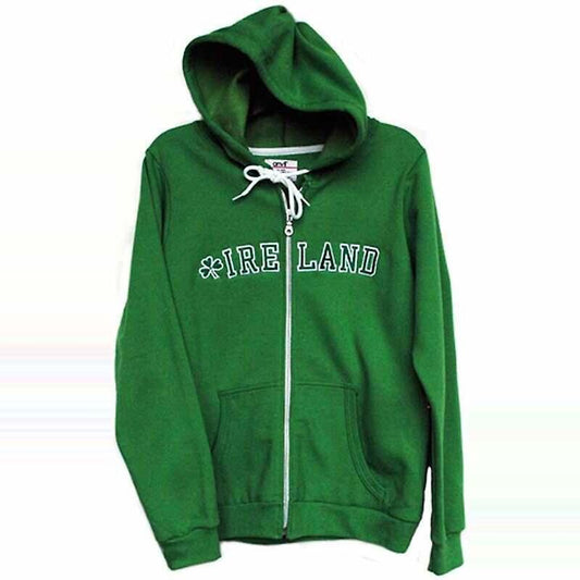 Irish Sweatshirt - Ladies Kelly Green Ireland Embroidered Zip Hooded Sweatshirt
