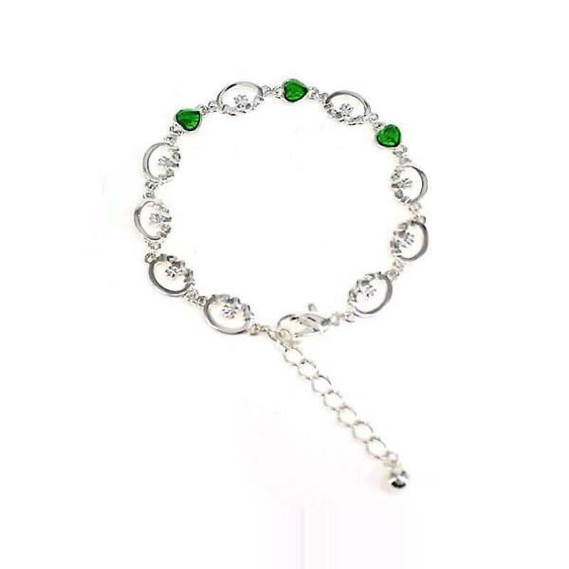 irish bracelet - green crystal set claddagh ankle bracelet