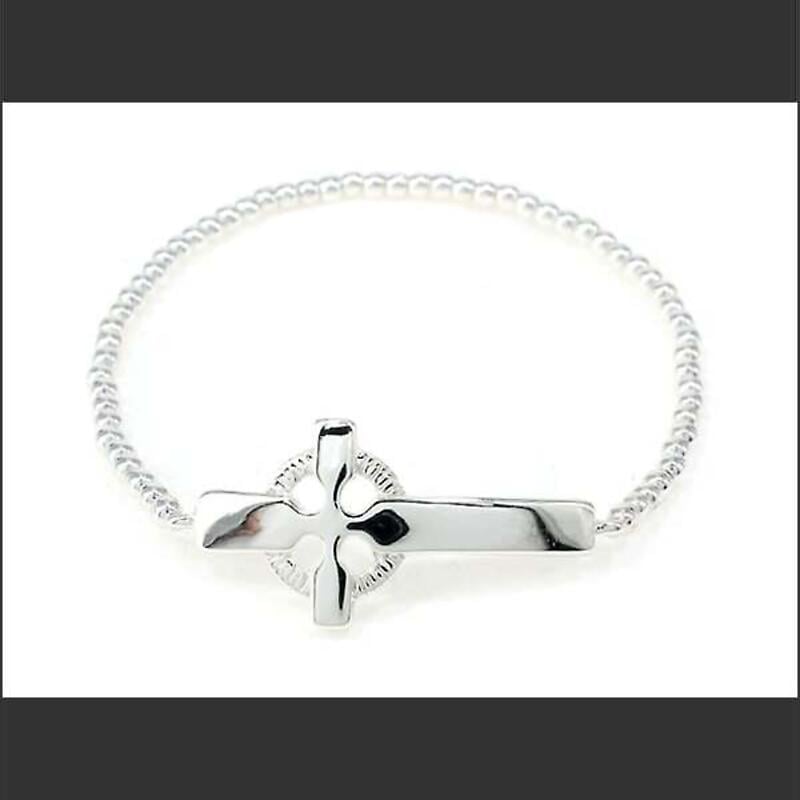 irish bracelet - celtic cross beaded stretch bracelet