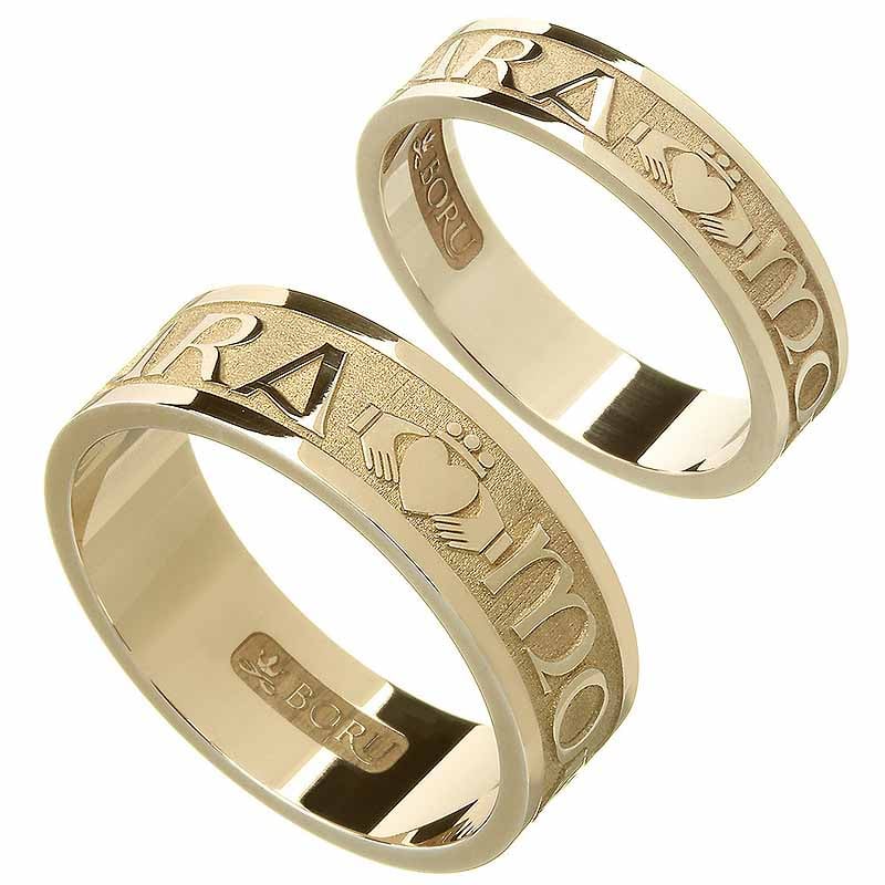 irish rings - yellow gold mo anam cara "my soul mate" wedding ring set