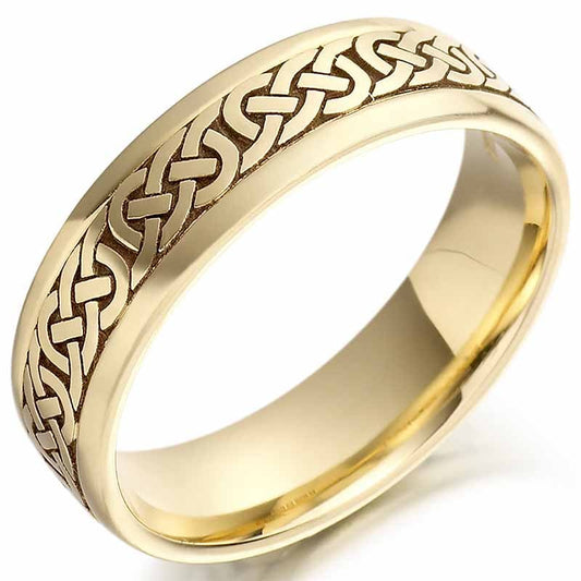 Irish Wedding Ring - Mens Gold Celtic Knots Wedding Band