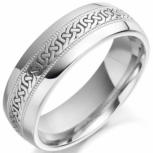 Irish Wedding Ring - Ladies Beaded Celtic Knot Gold Irish Wedding Band