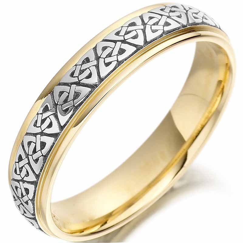trinity knot wedding ring - mens two tone trinity celtic knot irish wedding band