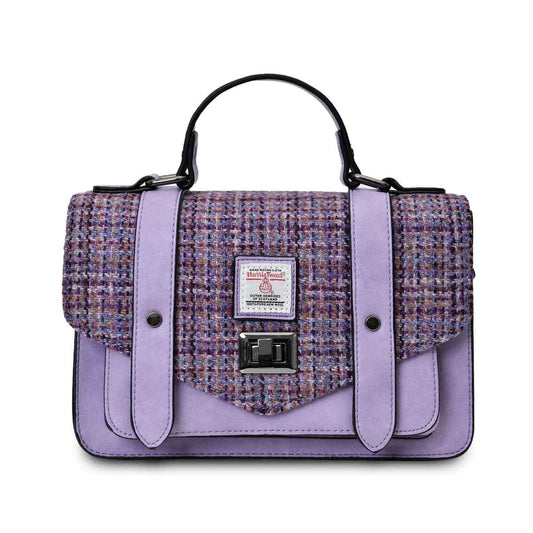 Celtic Tweed Handbag | Violet Houndstooth Harris Tweed® Large Satchel