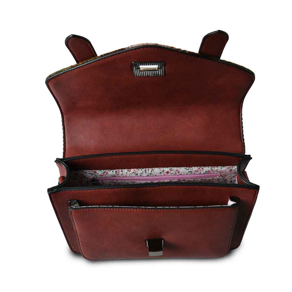 celtic tweed handbag | chestnut tartan harris tweed® medium satchel