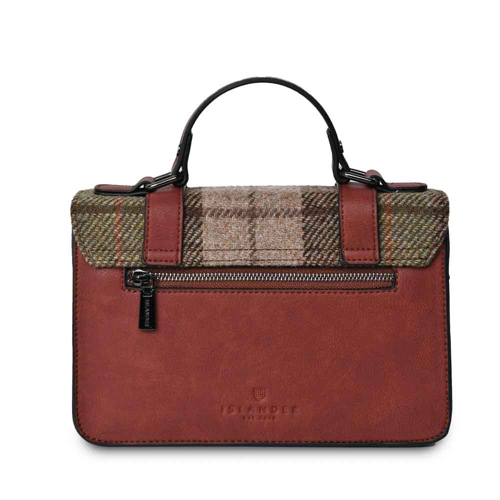 celtic tweed handbag | chestnut tartan harris tweed® medium satchel