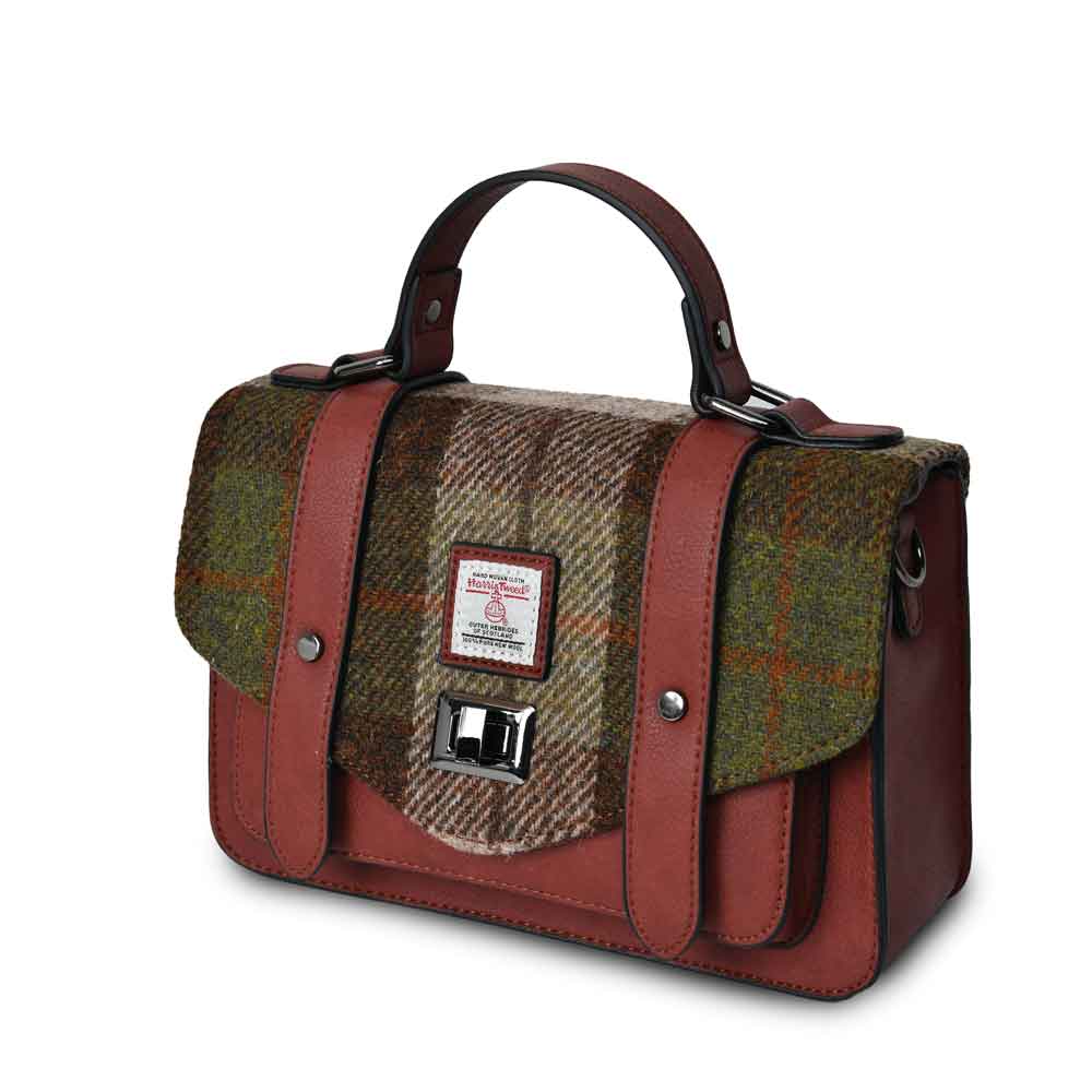 celtic tweed handbag | chestnut tartan harris tweed® medium satchel