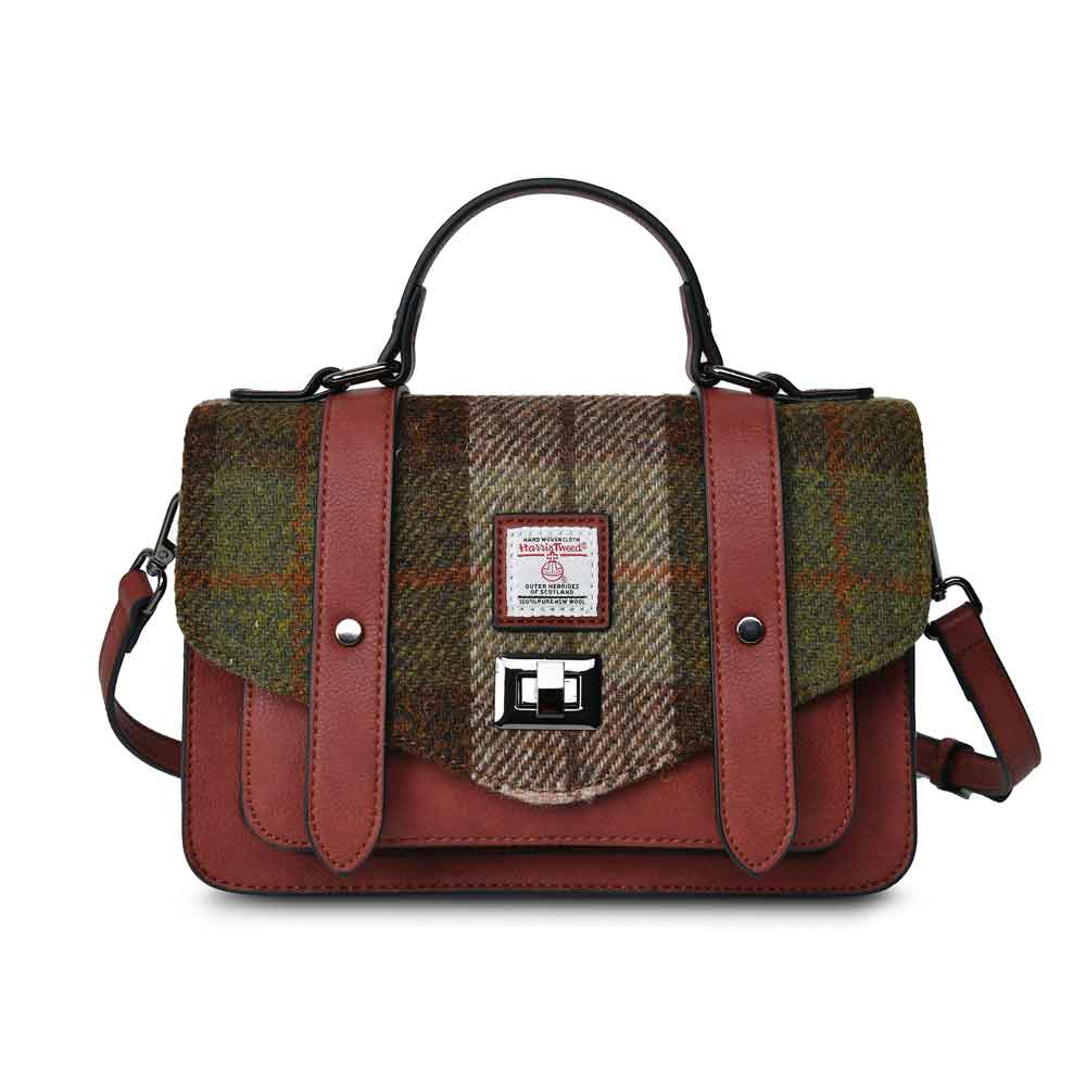 celtic tweed handbag | chestnut tartan harris tweed® medium satchel