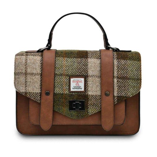 Celtic Tweed Handbag | Chestnut Tartan Harris Tweed® Large Satchel