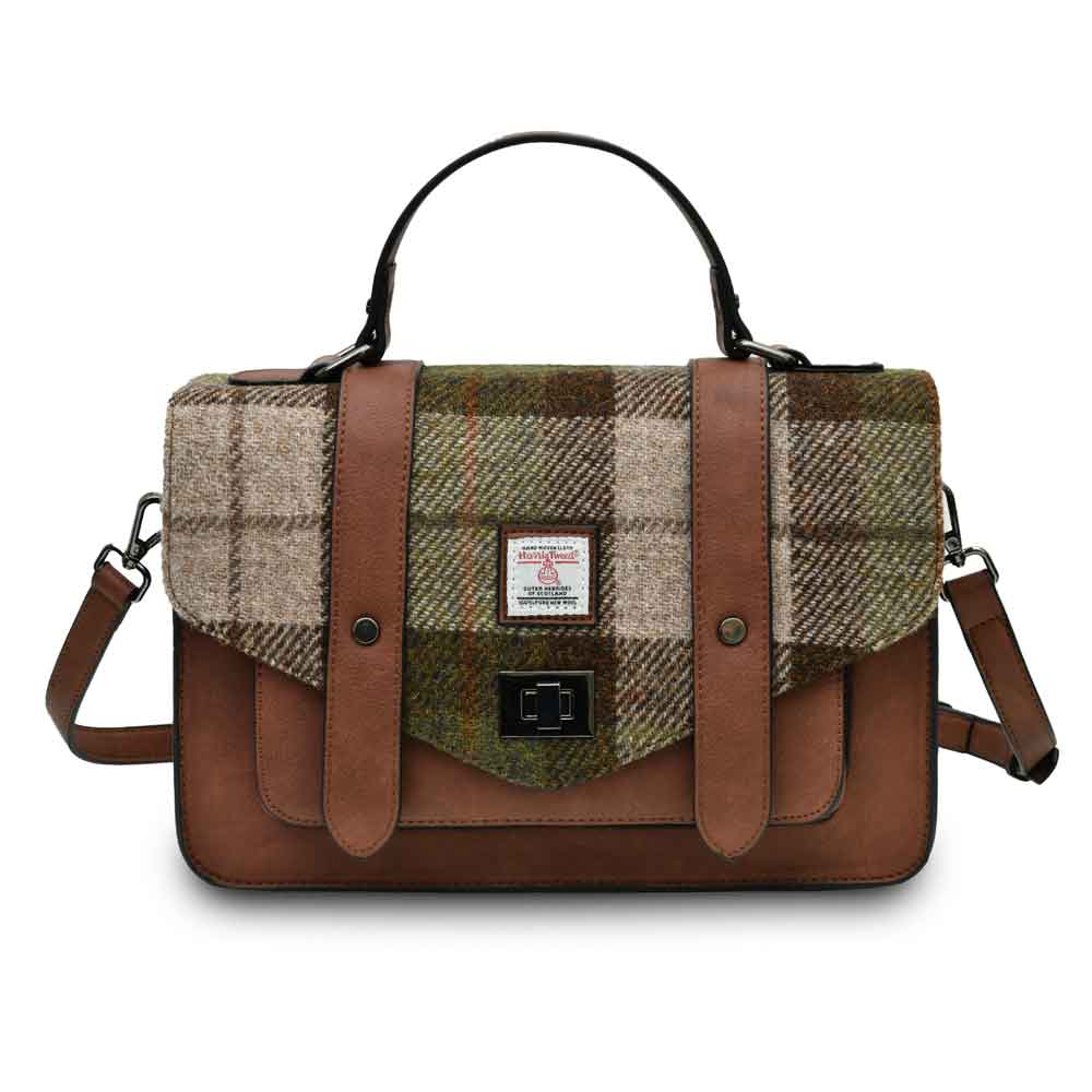 celtic tweed handbag | chestnut tartan harris tweed® large satchel