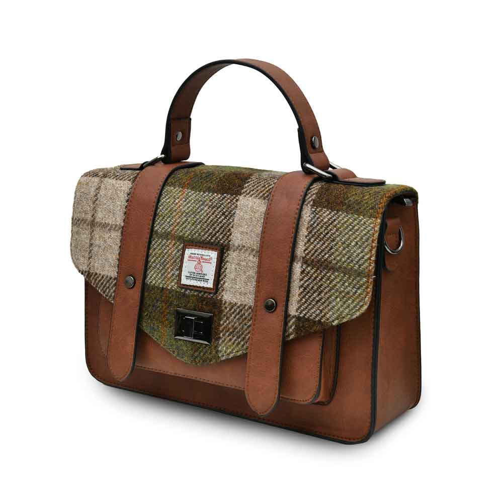 celtic tweed handbag | chestnut tartan harris tweed® large satchel