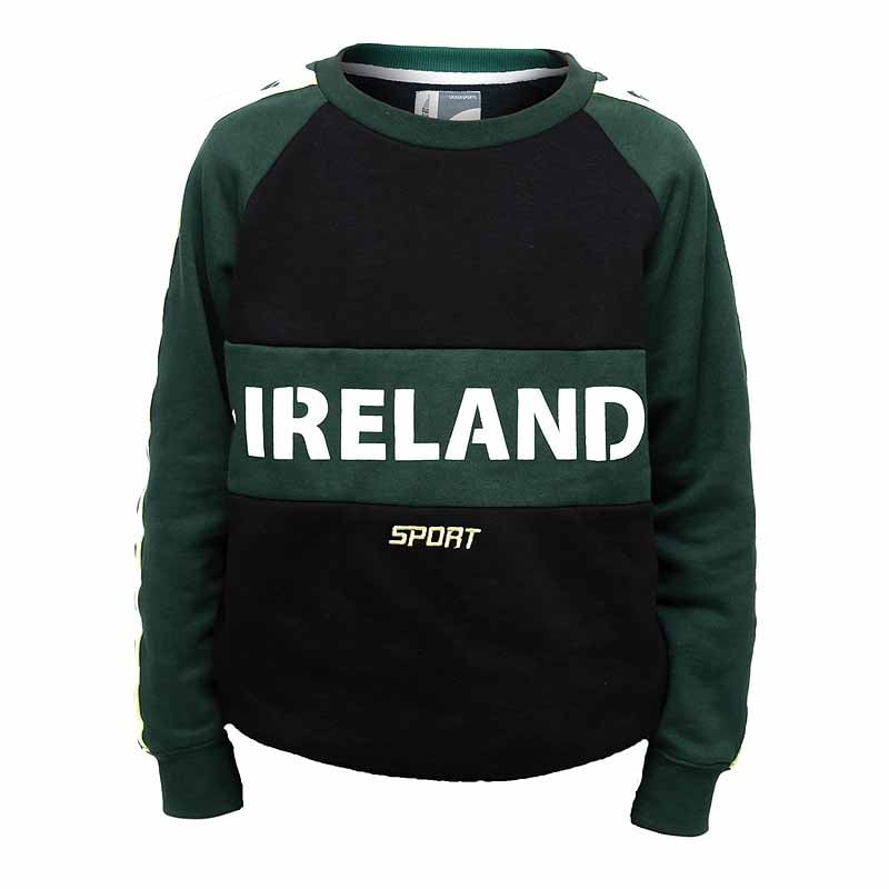 irish sweatshirt | green & black ireland sport crew neck kids sweatshirt