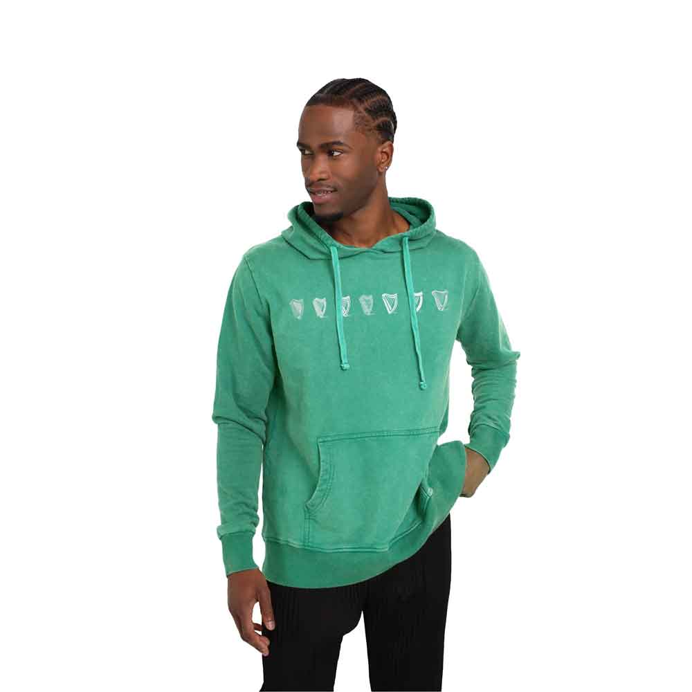 irish sweatshirts | guinness  evolution harp green hooded sweatshirt