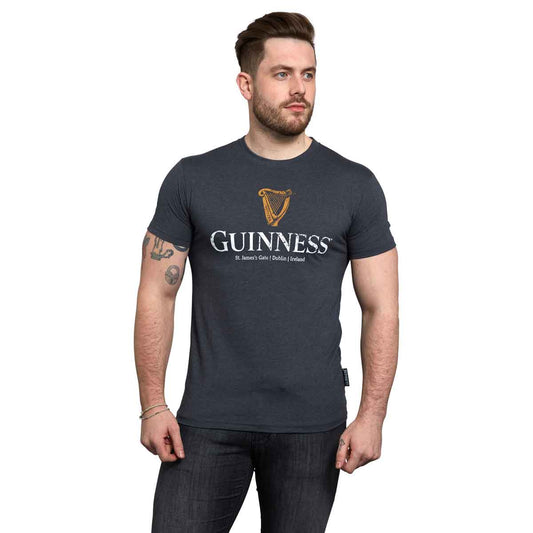 Irish T-Shirt | Guinness® Navy Distressed Harp Logo Tee