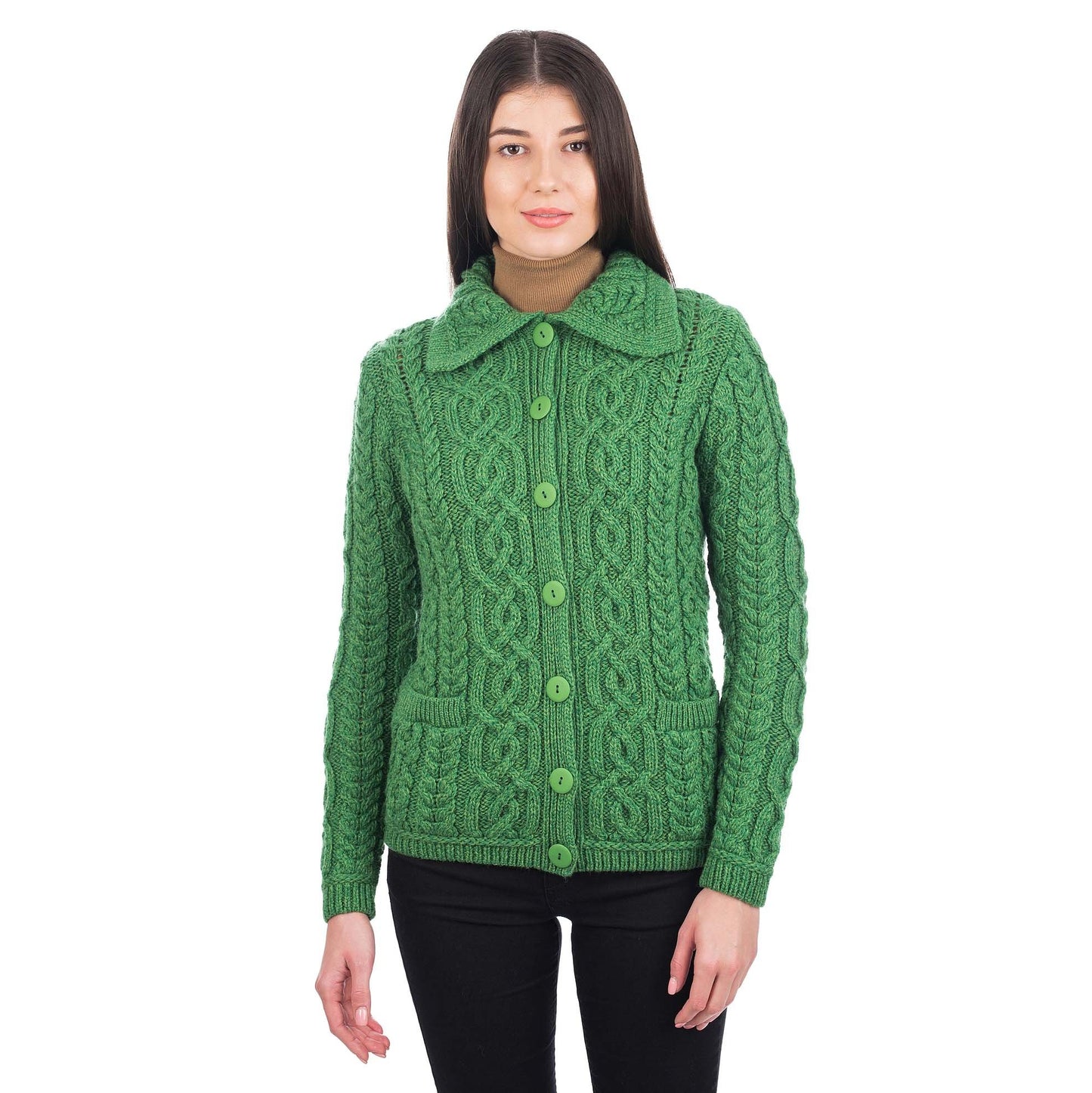sale | irish cardigan | cable knit merino wool button ladies cardigan