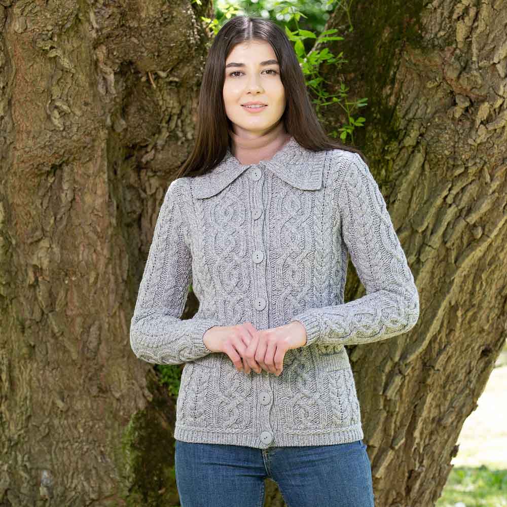 irish cardigan | cable knit merino wool button ladies cardigan