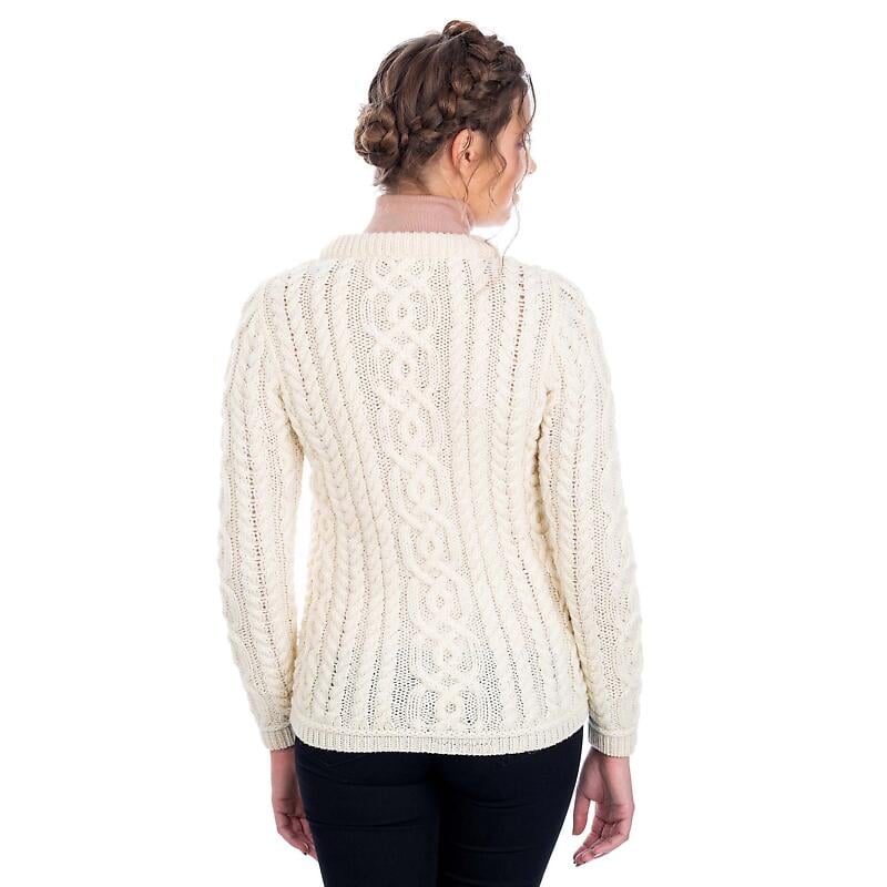 irish cardigan | merino wool aran knit ladies button cardigan