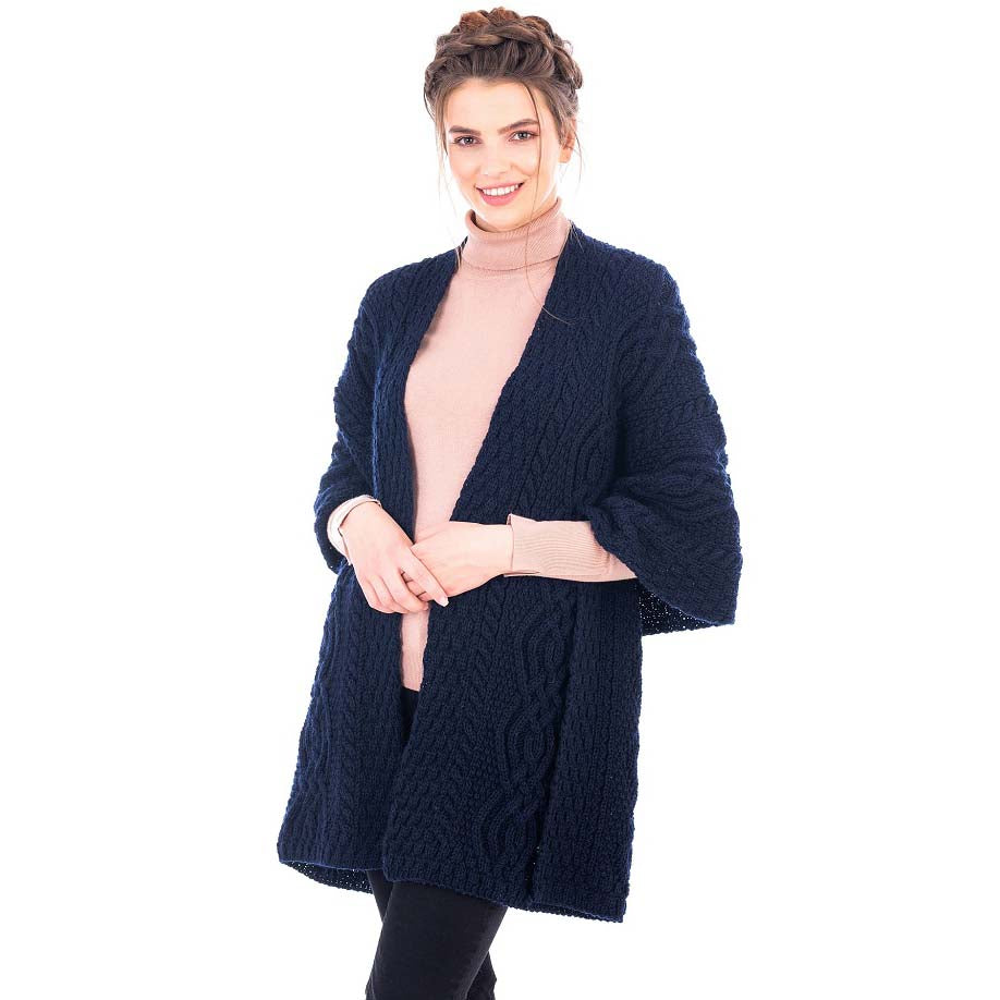 irish shawl | classic aran cable knit merino wool ladies shawl