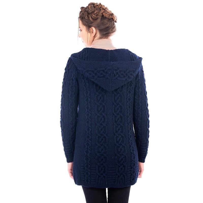 irish coat | merino wool celtic aran knit ladies jacket