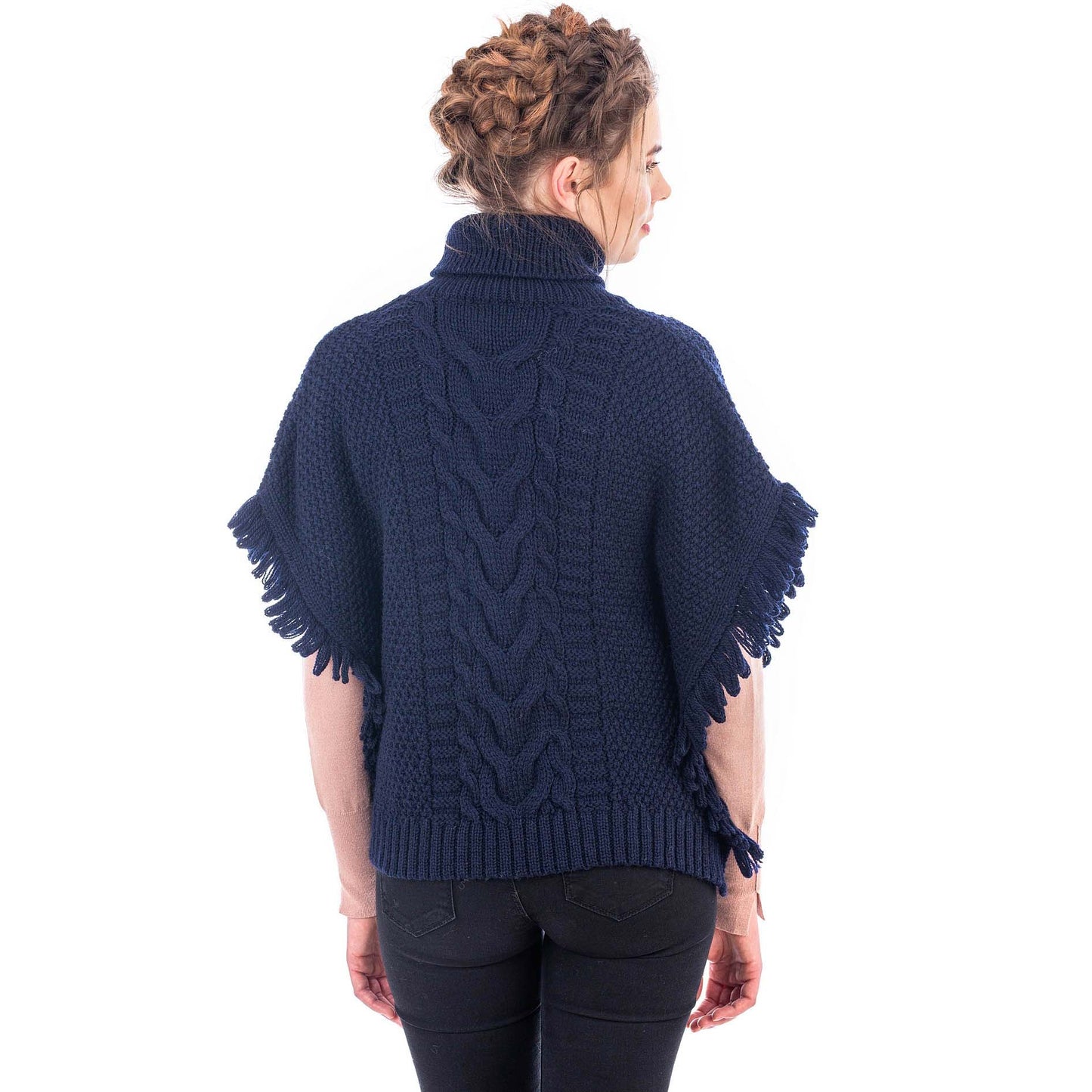 irish shawl | merino wool aran knit cowl neck ladies poncho