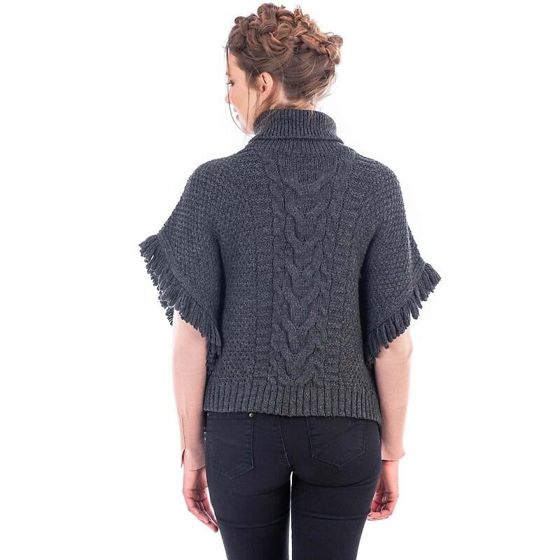 irish shawl | merino wool aran knit cowl neck ladies poncho