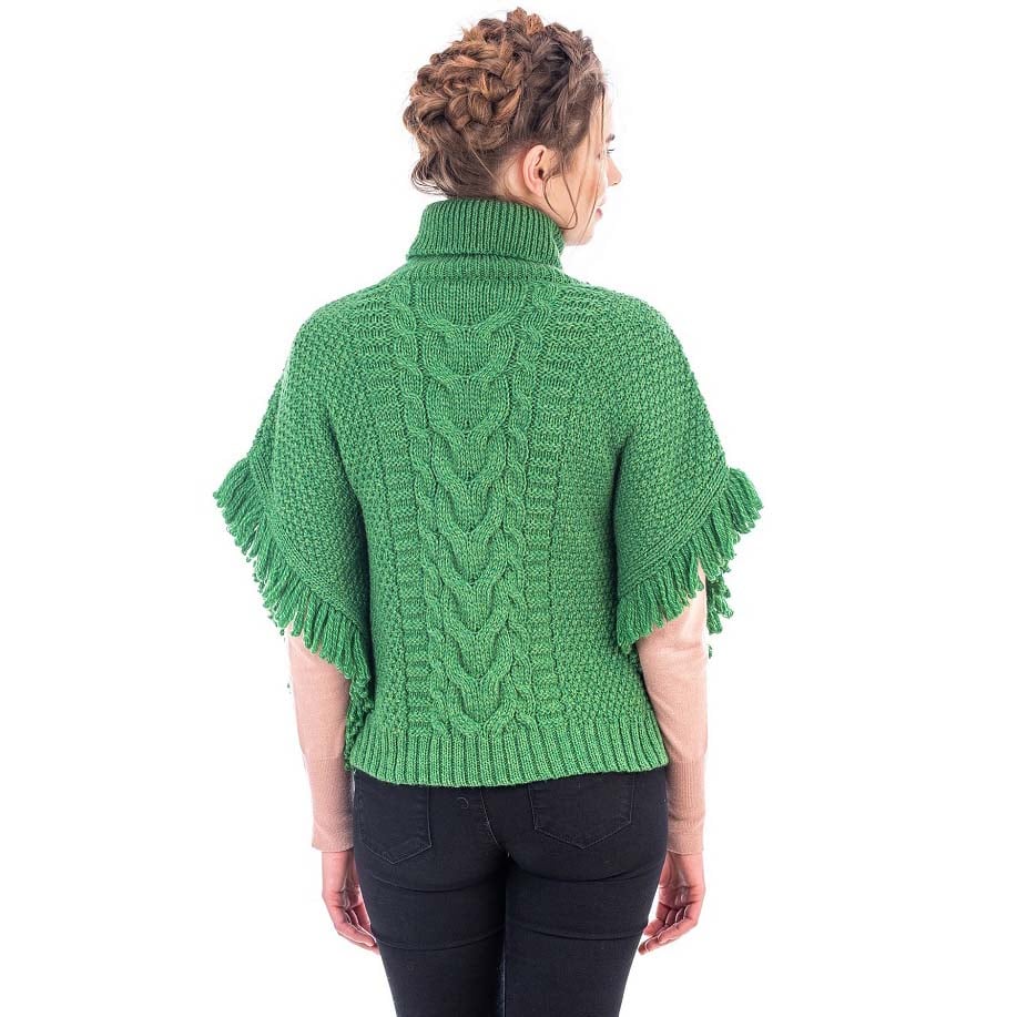 irish shawl | merino wool aran knit cowl neck ladies poncho