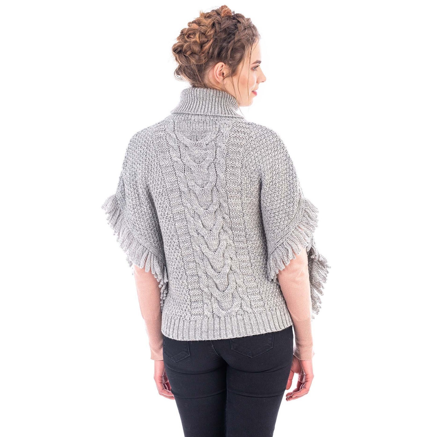 irish shawl | merino wool aran knit cowl neck ladies poncho
