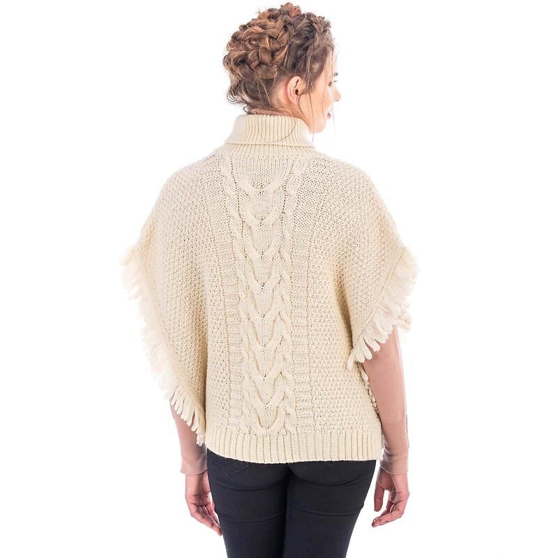 irish shawl | merino wool aran knit cowl neck ladies poncho