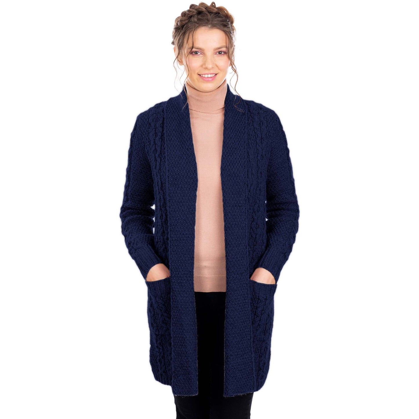 irish cardigan | merino wool aran knit open face ladies cardigan