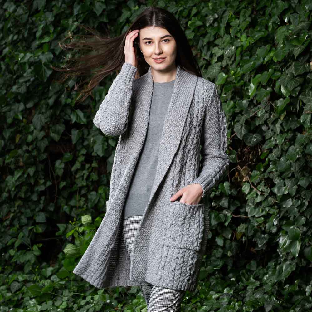 irish cardigan | merino wool aran knit open face ladies cardigan