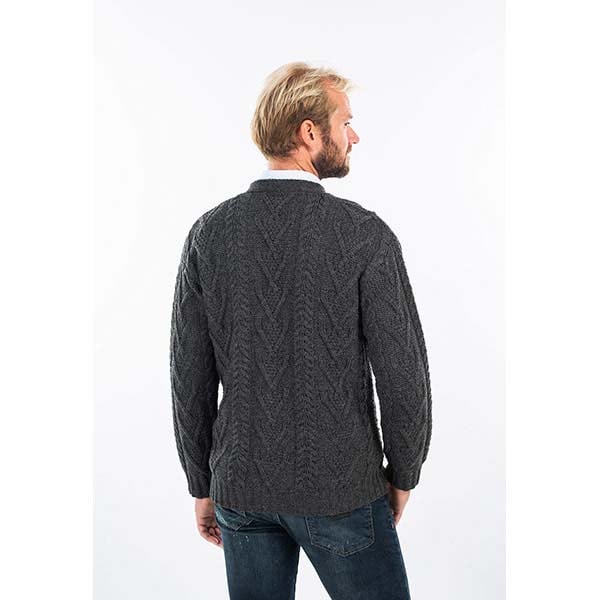 irish cardigan | merino wool v neck cable knit mens cardigan