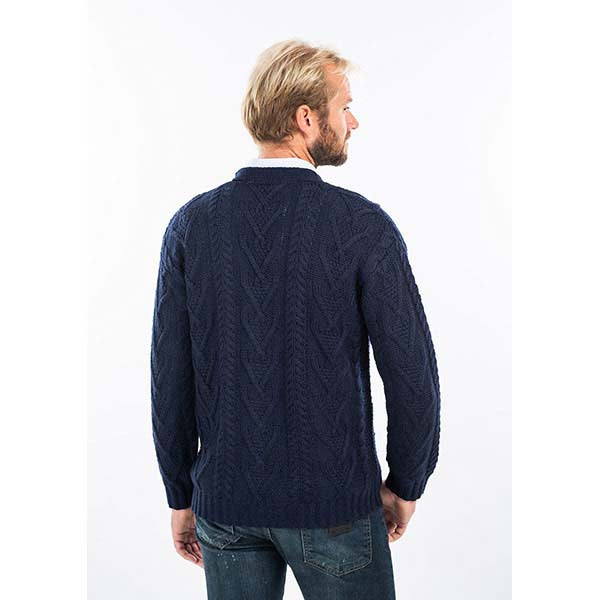irish cardigan | merino wool v neck cable knit mens cardigan
