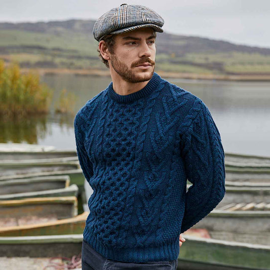 Irish Sweater | Merino Wool Classic Aran Knit Mens Sweater