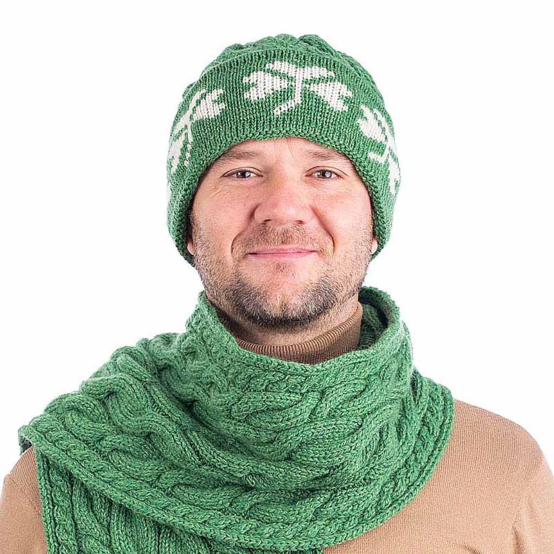 irish hat | merino wool cable knit shamrock mens hat