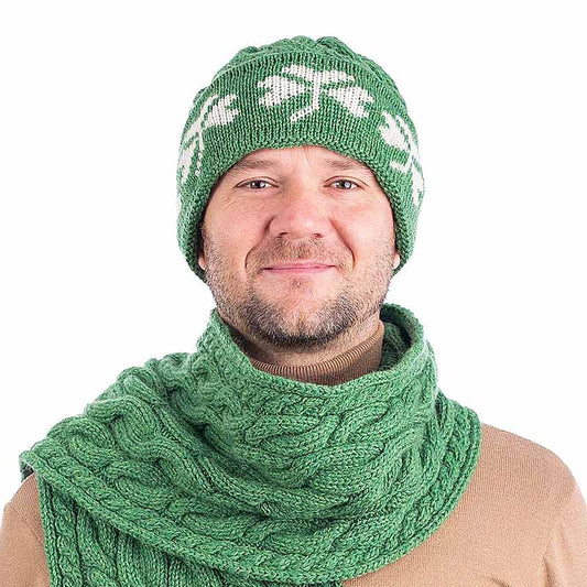Irish Hat | Merino Wool Cable Knit Shamrock Mens Hat