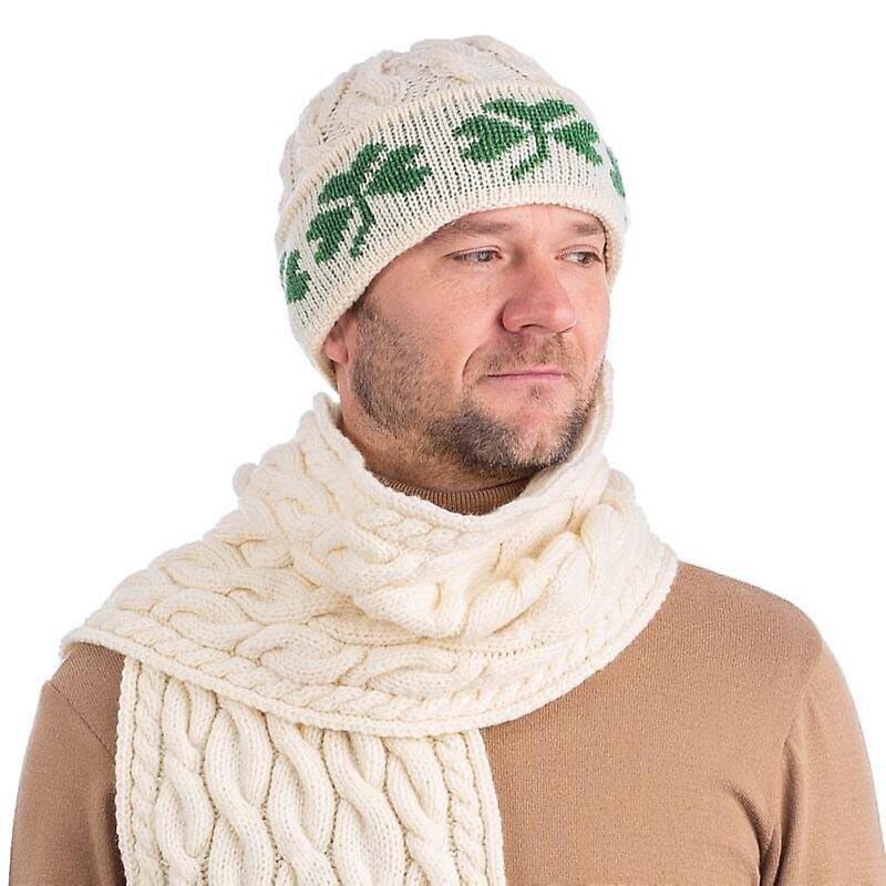 irish hat | merino wool cable knit shamrock mens hat