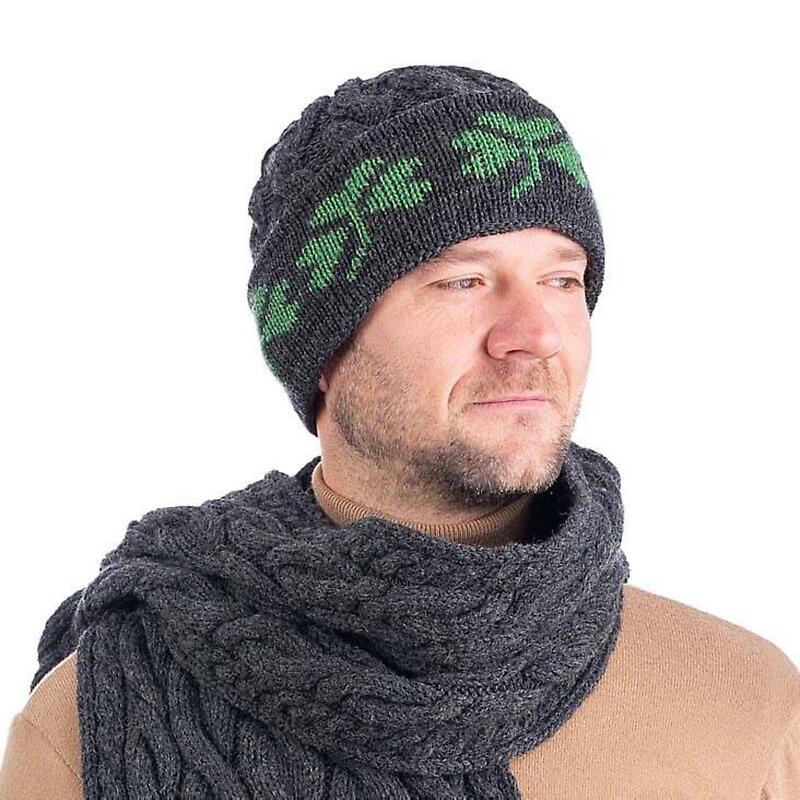 irish hat | merino wool cable knit shamrock mens hat