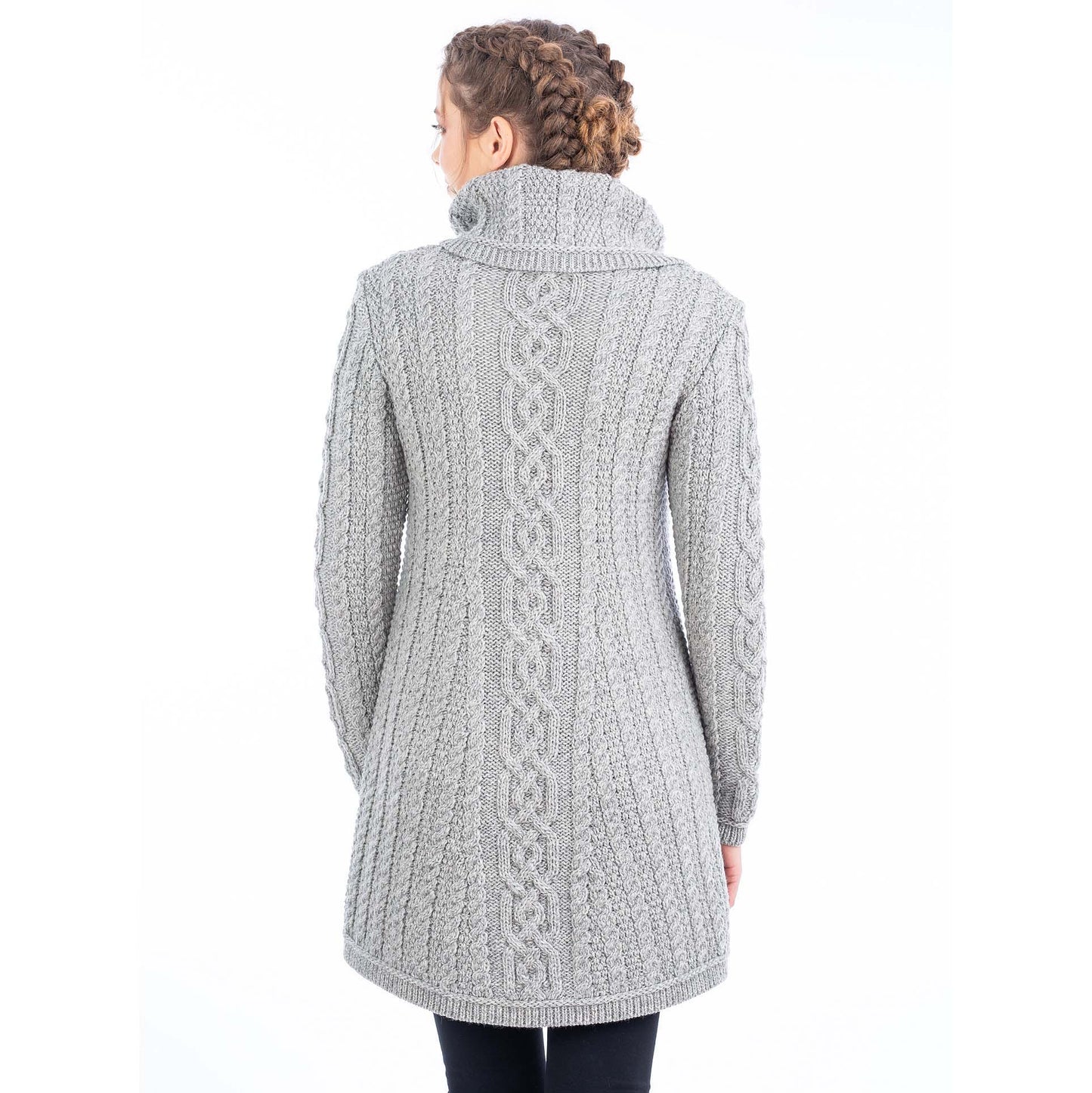 irish coat | aran knit 4 button collar ladies coat