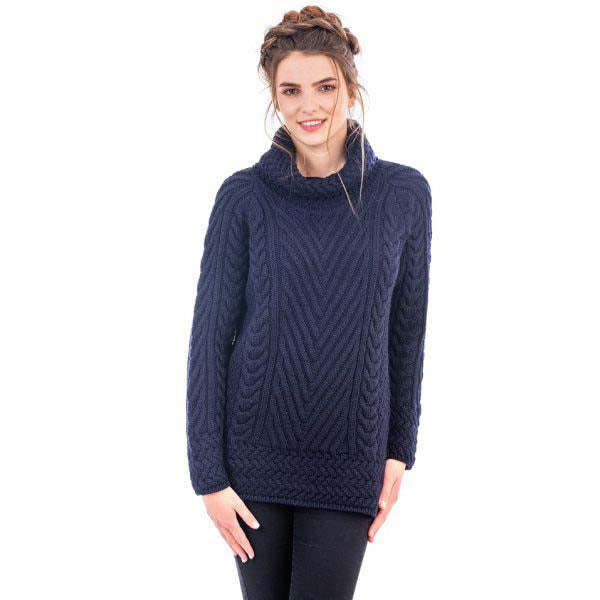 irish sweater | ribbed cable knit turtleneck ladies sweater