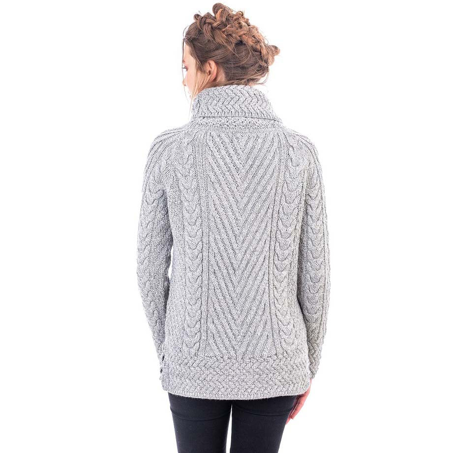 irish sweater | ribbed cable knit turtleneck ladies sweater