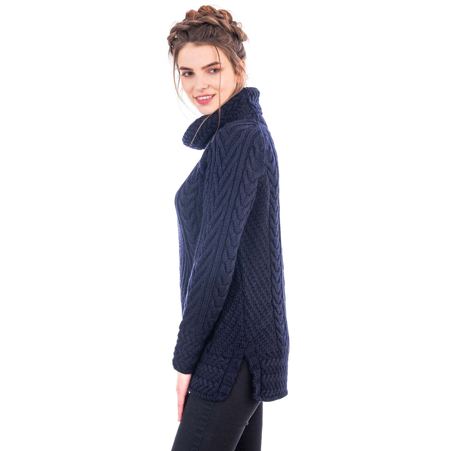 irish sweater | ribbed cable knit turtleneck ladies sweater