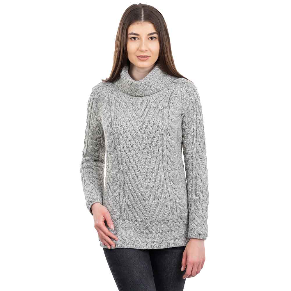 irish sweater | ribbed cable knit turtleneck ladies sweater