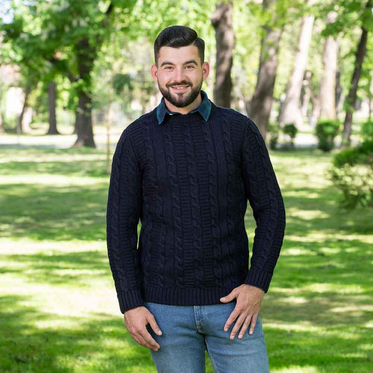 Irish Sweater | Cable Knit Crew Neck Mens Sweater