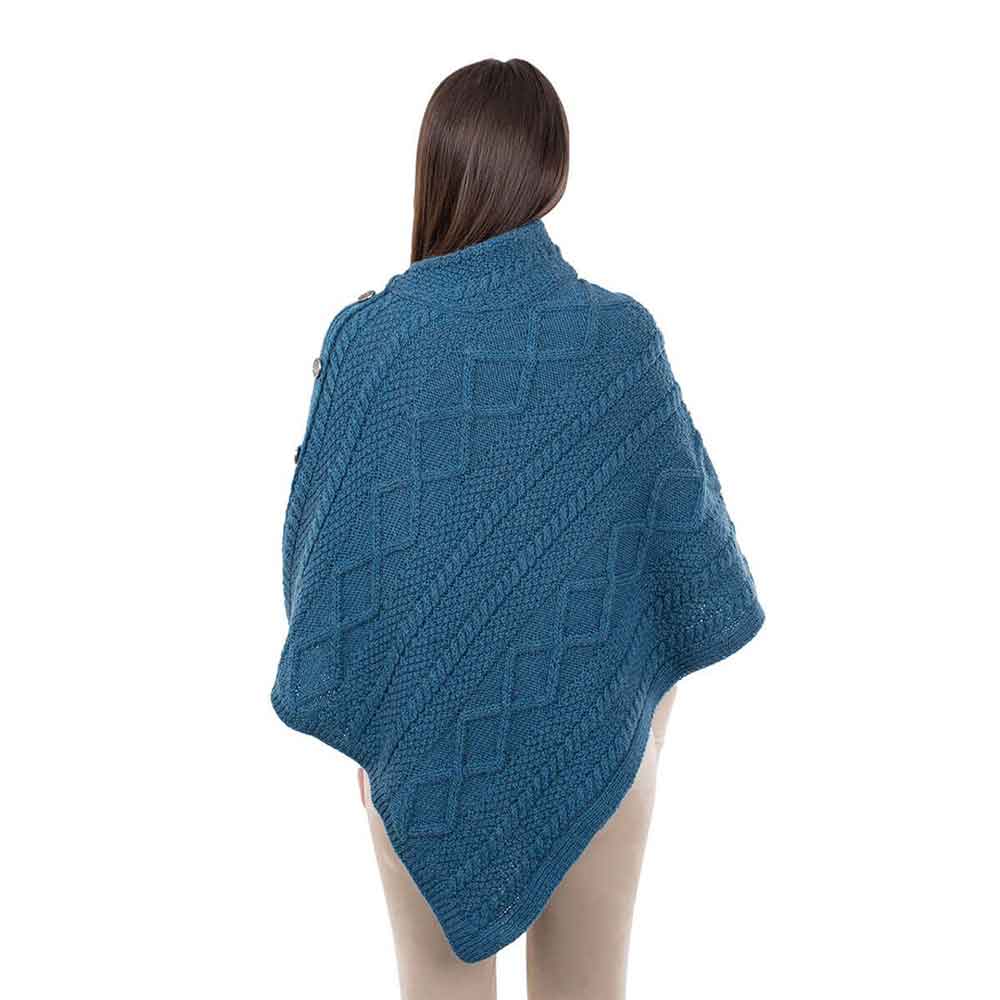 irish shawl | aran cable knit cowl neck celtic button poncho