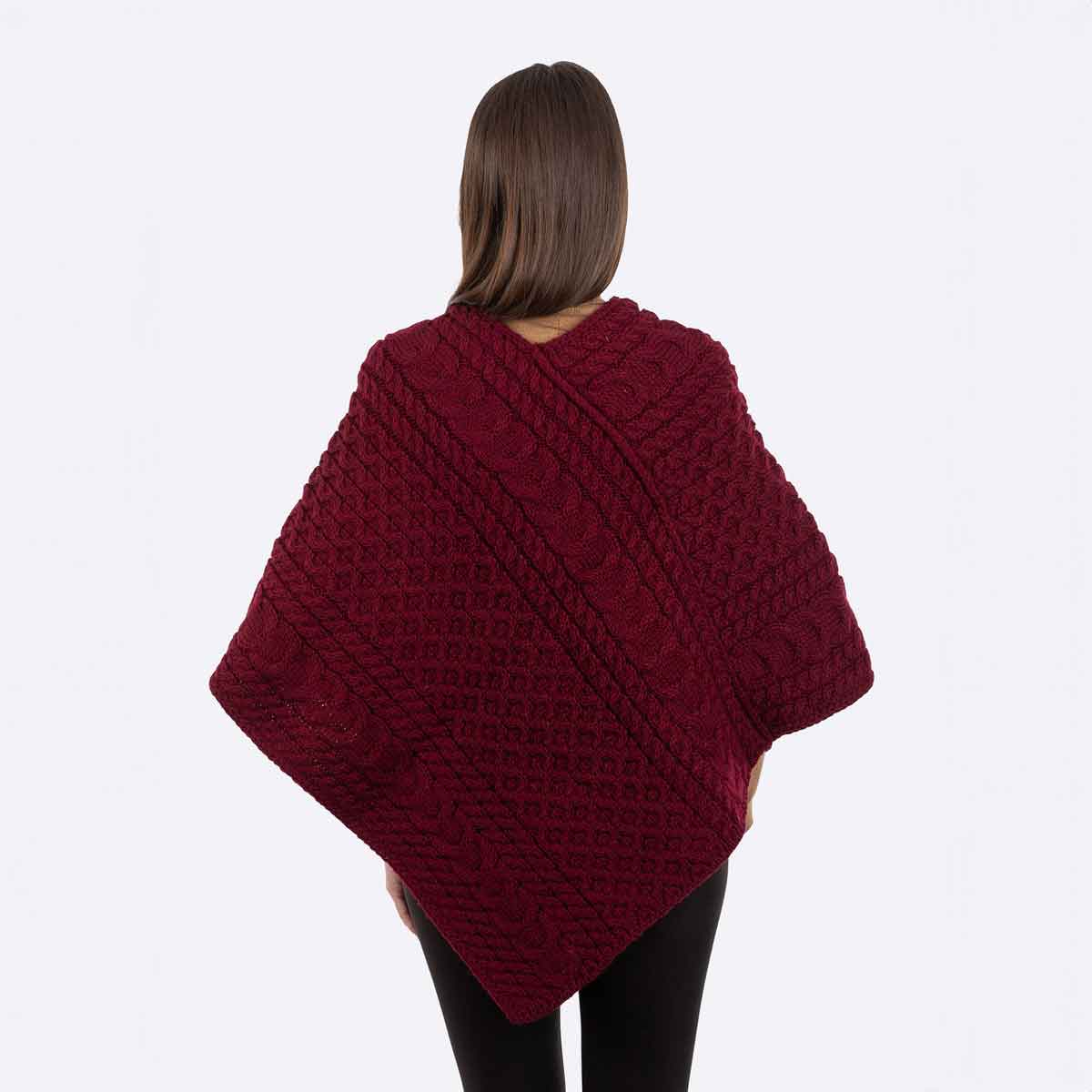 irish shawl | ladies honeycomb cable knit poncho