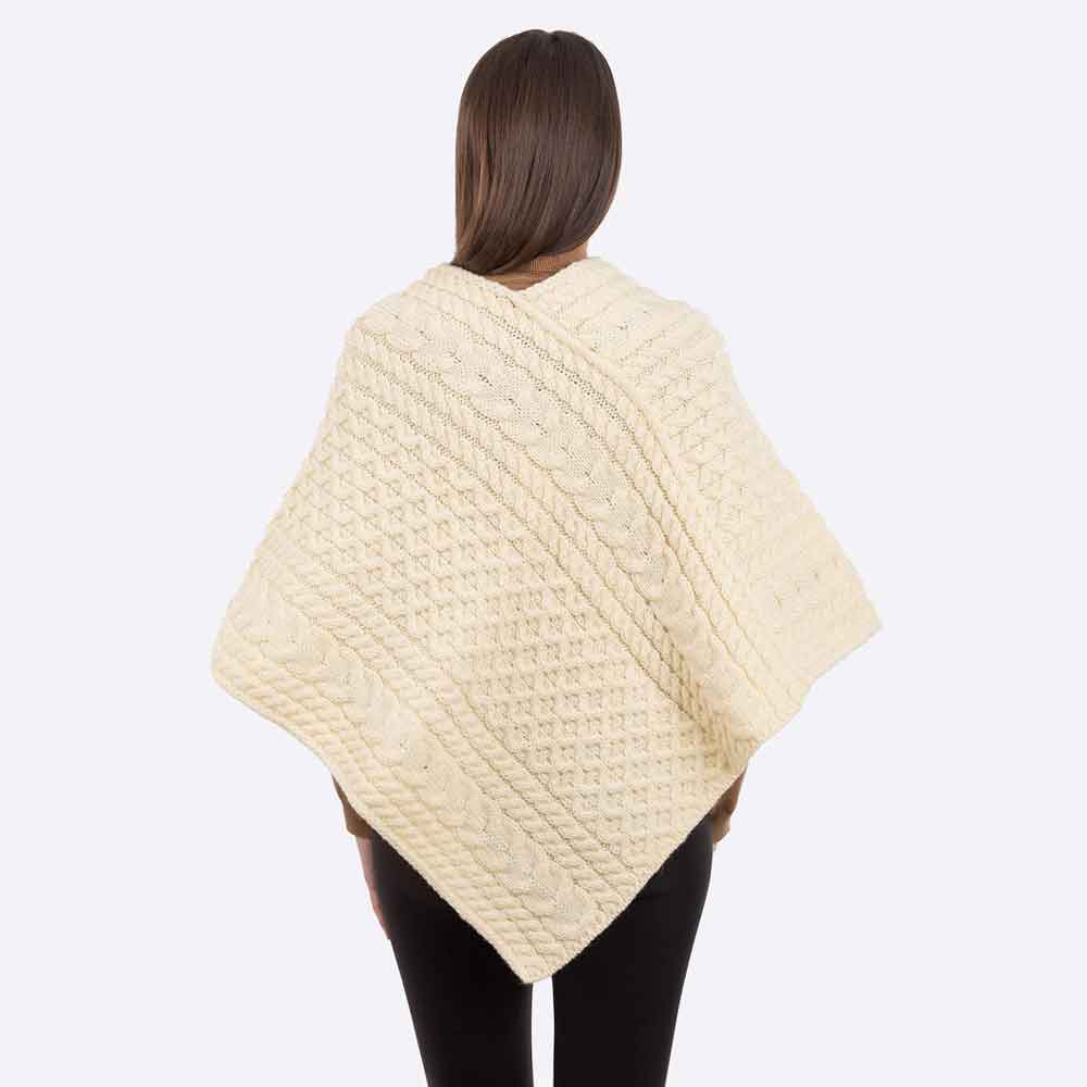 irish shawl | ladies honeycomb cable knit poncho